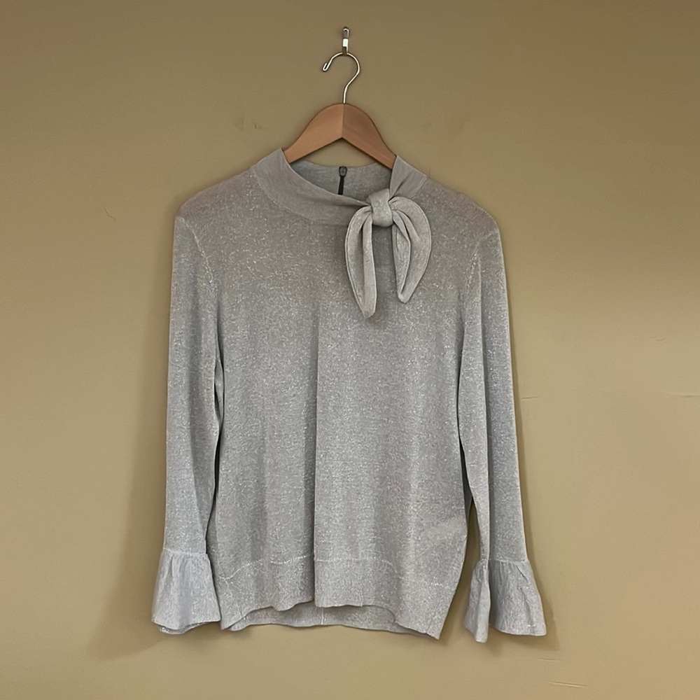 NWT Kate Spade | Metallic knot sweater | Star bright (silver) | Size XL